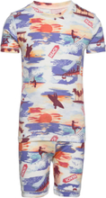 Kids 100% Organic Cotton Surf Pj Shorts Set Sets Sets With Short-sleeved T-shirt Multi/mønstret GAP*Betinget Tilbud