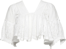 Abana Biton Broiderie Top Tops Crop Tops Short-sleeved Crop Tops White French Connection