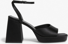 Satin strappy block heels - Black