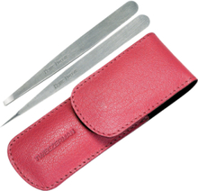 Petite Tweeze Set With Pink Case Beauty WOMEN Makeup Makeup Tools Tweezers Sølv Tweezerman*Betinget Tilbud