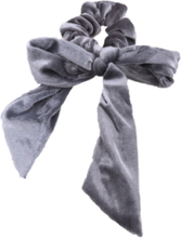 Velvet Scrunchie met strik in grijs