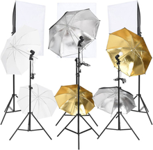 vidaXL Studiobelysningssats med softboxar och paraplyer 6 st
