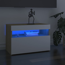 vidaXL Sängbord med LED-belysning vit och sonoma-ek 60x35x40 cm