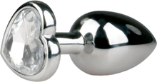 EasyToys: Metal Butt Plug No. 2 with Heart, small, silver/clear