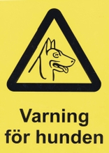Varningsskylt 'Varning för hunden' Gul Aluminium 200x300mm