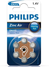 Philips ZA312 Zinc Air 1,4V Batteries 6-pack