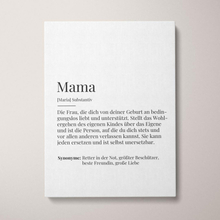 Personalisierte Leinwand "Leinwandbild Definition Mama No2" | Geschenk für Mama | besonderes Muttertagsgeschenk, 20 x 30 cm