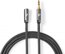 Stereo Audio kabel | 3.5 mm Hanstik | 3.5 mm Hunstik | Guldplateret | 5.00 m | Runde | Grå / Gun Met