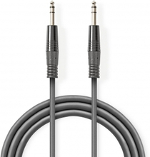 Stereo Audio kabel | 6.35 mm Hanstik | 6.35 mm Hanstik | Nikkelplateret | 1.50 m | Runde | Mørkegrå