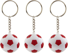 5x Stressballen sleutelhangers voetbal rood/wit 4 cm