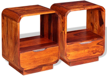 Natbord med skuffe 2 stk. massivt sheeshamtræ 40 x 30 x 50 cm