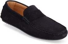 Slhsergio Suede Penny Driving Shoe Loafers Flade Sko Navy Selected Homme