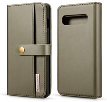 DG.MING Detachable 2-in-1 Split Leather Wallet Shell + PC Back Case for Samsung Galaxy S10