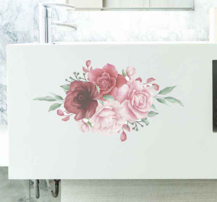 Bloemen stickers Rode en roze rozen aquarel effect