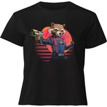 Guardians of the Galaxy Retro Rocket Raccoon Women's Cropped T-Shirt - Black - XS