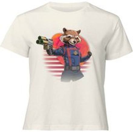 Guardians of the Galaxy Retro Rocket Raccoon Women's Cropped T-Shirt - Cream - XXL