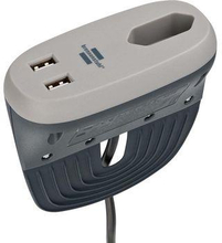Brennenstuhl Estilo soffuttag med USB-laddningsfunktion (soffuttag med 1x Euro-uttag och 2x USB-laddare, sänguttag med monteringsskena)