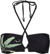 Palm Paradise Diamond Wire Bandeau Swimwear Bikinis Bikini Tops Bandeau Bikinitops Black Seafolly