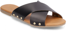 Pcvuma Leather Sandal Flade Sandaler Black Pieces