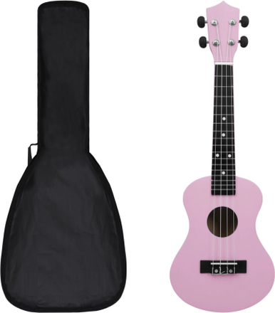 vidaXL Sopran-ukulele sett med veske for barn rosa 23