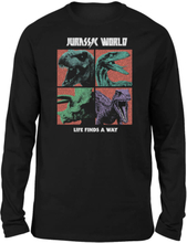 Jurassic Park World Four Colour Faces Unisex Long Sleeved T-Shirt - Black - S