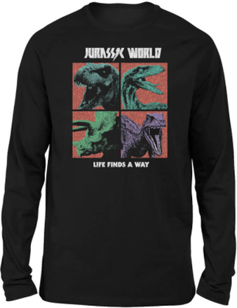 Jurassic Park World Four Colour Faces Unisex Long Sleeved T-Shirt - Black - M