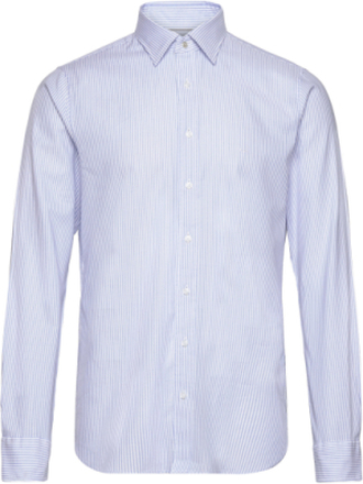 Oxford Stripe Washed Slim Shirt Tops Shirts Casual Blue Michael Kors