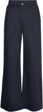 Relaxed Pleated Chinos Bottoms Trousers Wide Leg Navy Hope
