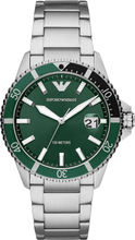 Emporio Armani AR11338 Horloge Diver staal zilverkleurig-groen-zwart 42 mm
