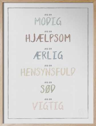 Jeg Er, Dusty Pastel - Jag Är På Danska Home Kids Decor Posters & Frames Posters Feelings Multi/mønstret Kunskapstavlan®*Betinget Tilbud