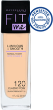Maybelline New York Fit Me Luminous + Smooth Foundation 120 Classic Ivory Foundation Makeup Maybelline