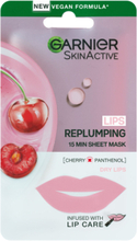 Skin Active Lips Replumping 15Min Cherry Sheet Mask Läppbehandling Nude Garnier