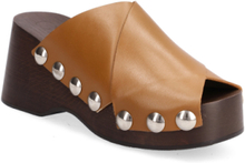 Retro Peep Toe Wood Sandal Shoes Summer Shoes Platform Sandals Brown Ganni