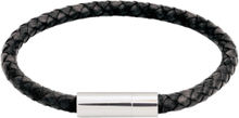 Franky Bracelet Leather Black Armbånd Smykker Svart Edblad*Betinget Tilbud