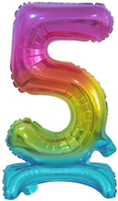 Sifferballong Mini med Ställning Regnbåge Metallic - Siffra 5