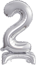 Sifferballong Mini med Ställning Silver Metallic - Siffra 2