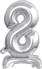 Sifferballong Mini med Ställning Silver Metallic - Siffra 8