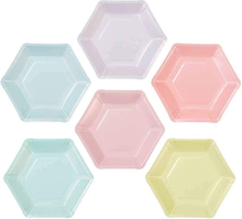 Papperstallrikar Hexagon We Love Pastel - 12-pack
