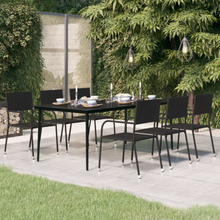 vidaXL Trädgårdsbord svart 200x100x74 cm stål och glas