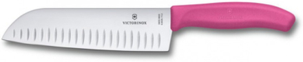 Blister coltello Santoku lama alveolata 17 cm rosa - Victorinox Swissclassic