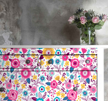Stickers voor op meubels Kallax roze bloemen