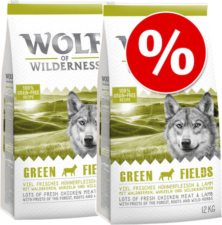 Sparpaket 2 x 12 kg Wolf of Wilderness - Green Fields - Lamm