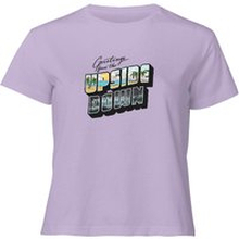 Stranger Things Greetings From The Upside Down Women's Cropped T-Shirt - Lilac - S - Lilac