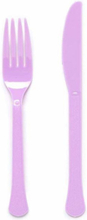 24 Delers Gjenbrukbart Lavendelrosa Plastbestikk
