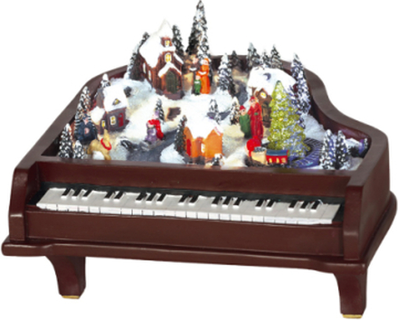 Pianoformad Julby med Ljus, Ljud och Rörelse 25x23 cm