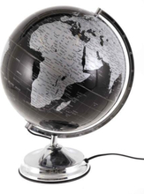 Globe, jossa valaistus d32cm Black & Silver "Globe lamp"