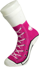 Foute sokken fuchsia roze sneaker print voor dames maat 35,5