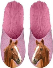 Dieren paarden instap sloffen/pantoffels roze voor dames