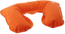 2x Opblaasbare reiskussens/nekkussens in een etui oranje 33 cm