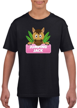 T-shirt zwart voor meisjes met paard Jumping Jack